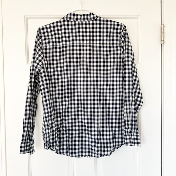 OLIVE & OAK button down shirt size M black white gingham check cotton longsleeve - Picture 2 of 4